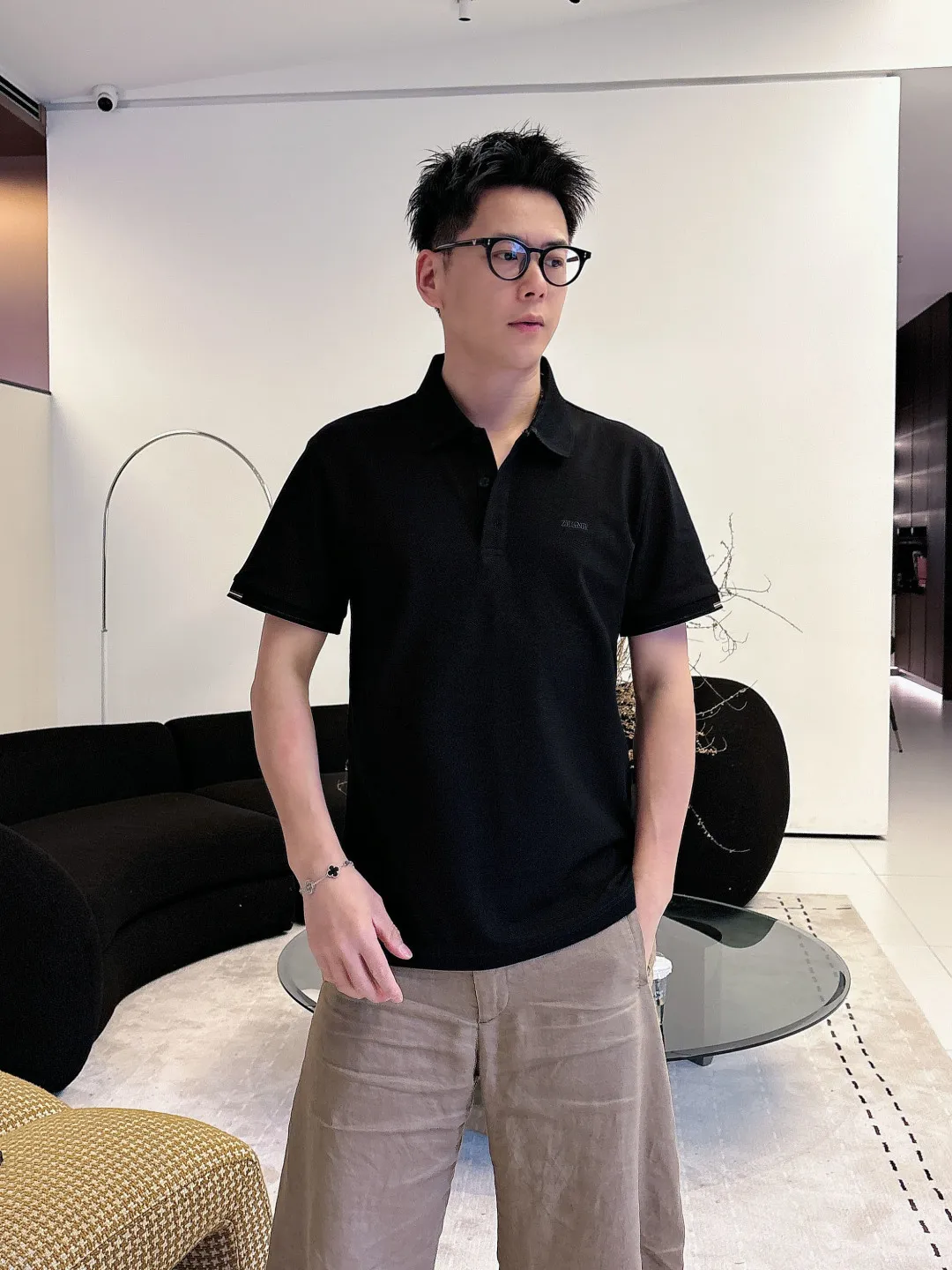 Z 2026ss New Arrival Classic logo Polo ！Classic ，Premium ！ ， ，Quality / ， ！ 100% ， ，Breathable ， ！ Classic LOGO ， ，LOGO ， ， Classic ！ ， ， LOW ， Versatile Polo ！ ：Black White Size：M-3xl